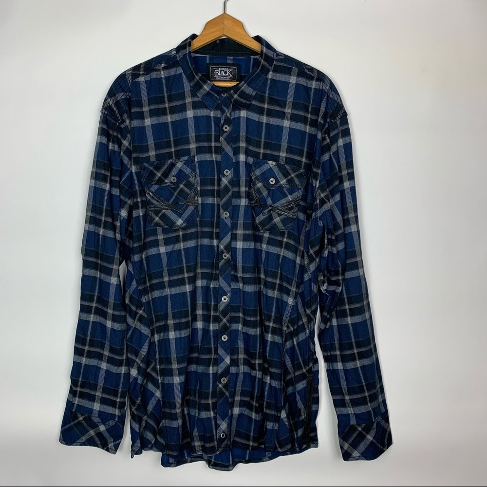 Buckle Black Athletic Fit Plaid Shirt XXXL 3XL